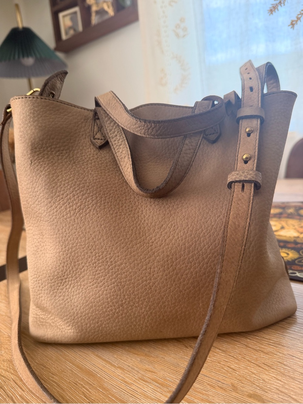 Madewell Pebbled Leather Shoulder Bag in Tan